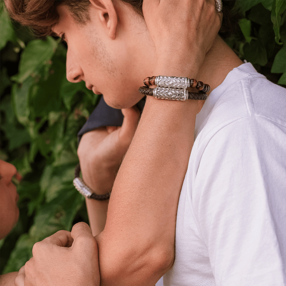 Persian Shield Yellow Tiger Eye & Natural Diamond Unisex Bracelet - DaneilaLeon