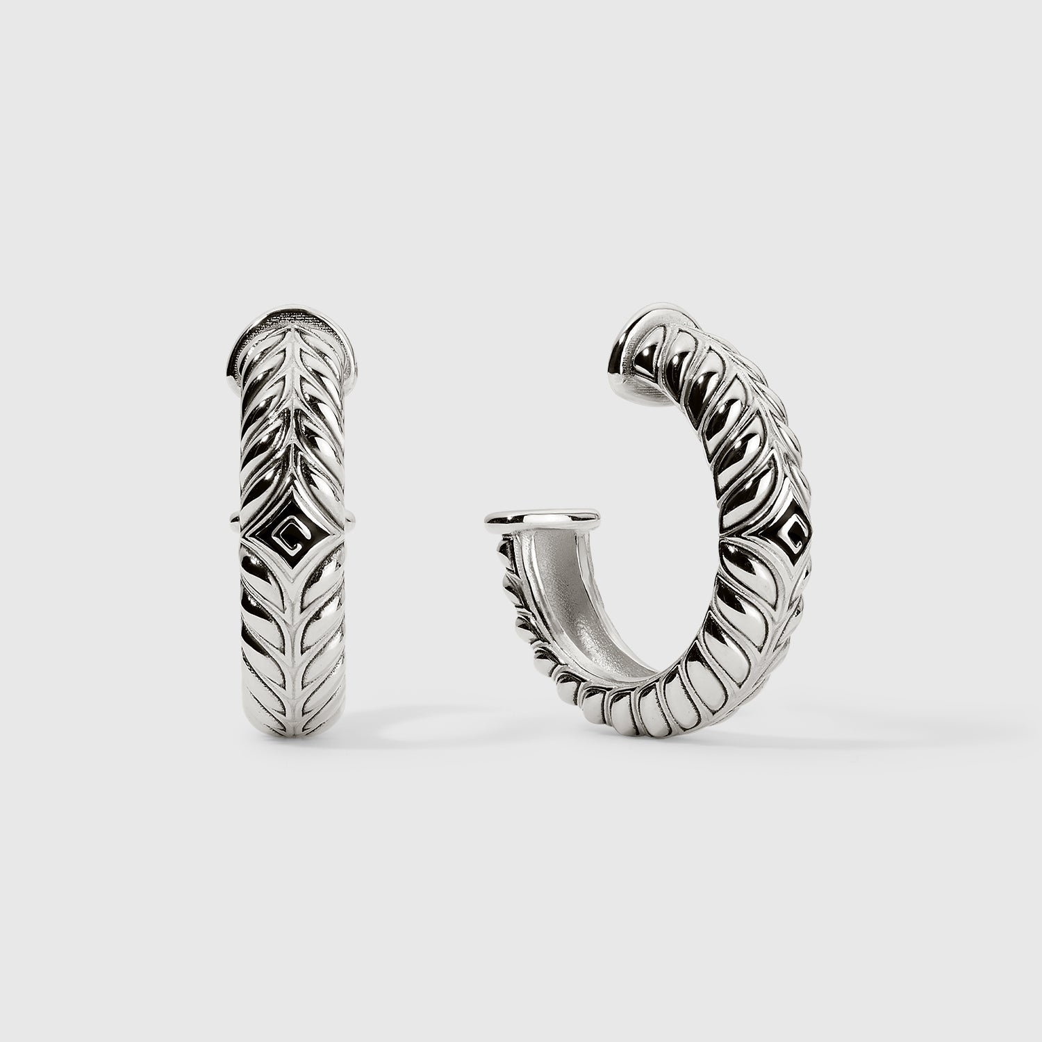 Daneila Léon Persian Shield sterling silver hoop earrings with sandblasted inner finish