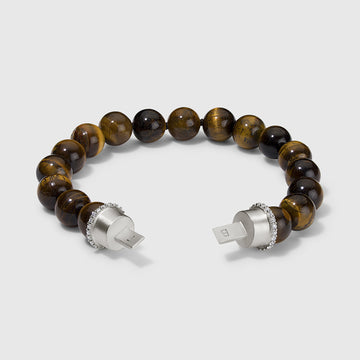 Bracelet Add-On Strand with Yellow Tiger Eye & LG Diamonds In Sterling Silver