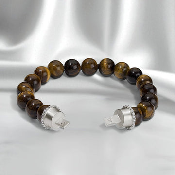 Persian Shield Men's Yellow Tiger Eye & Natural Diamonds Add - On Strand - DaneilaLeon
