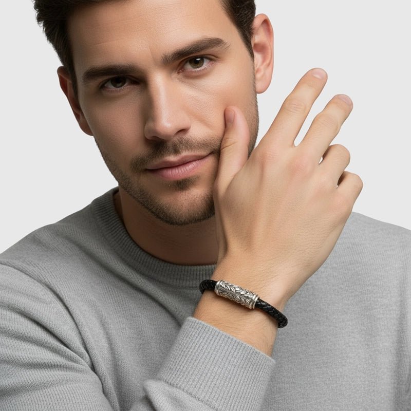 Persian Shield Silver & Natural Diamond Unisex Bracelet - DaneilaLeon