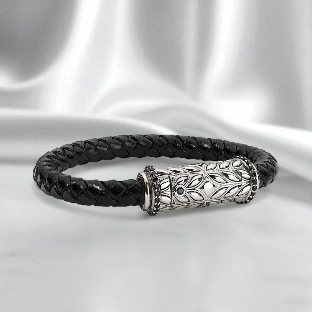 Persian Shield Men’s Silver Bracelet with Natural Diamonds - DaneilaLeon
