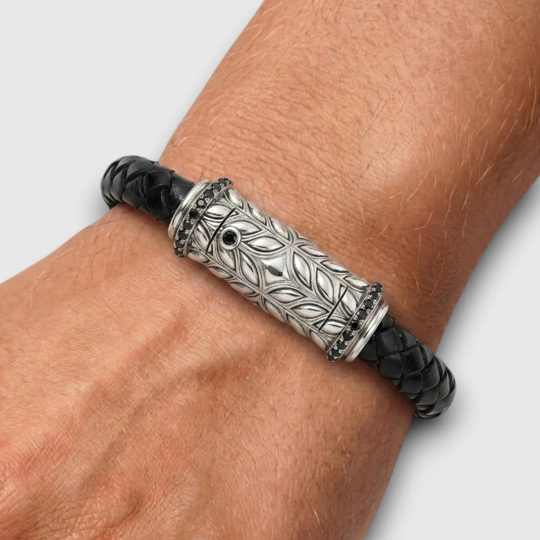 Persian Shield Silver & Natural Diamond Unisex Bracelet - DaneilaLeon