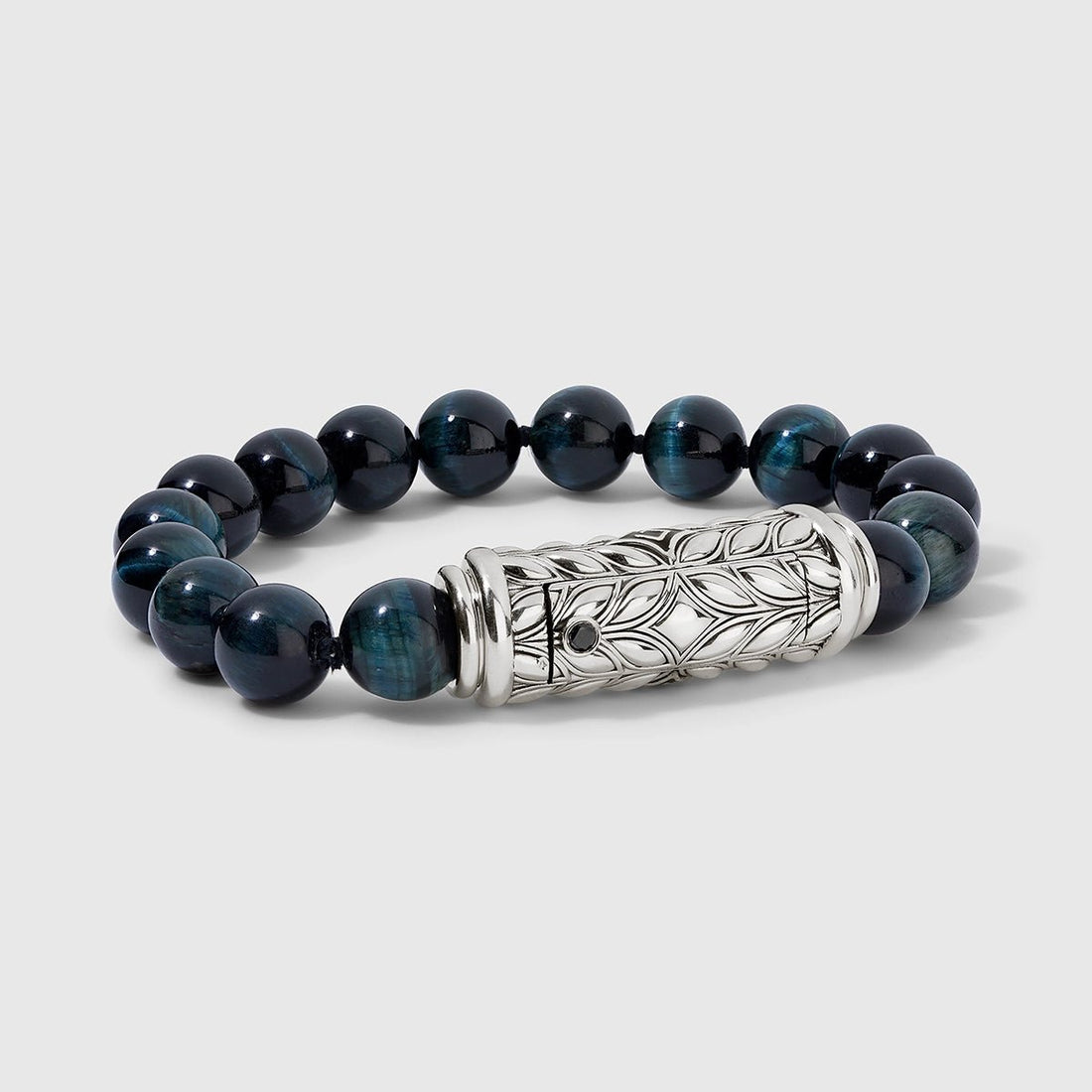 Persian Shield Unisex Bracelet — Blue Tiger Eye & Natural Black Diamond Clasp - DaneilaLeon