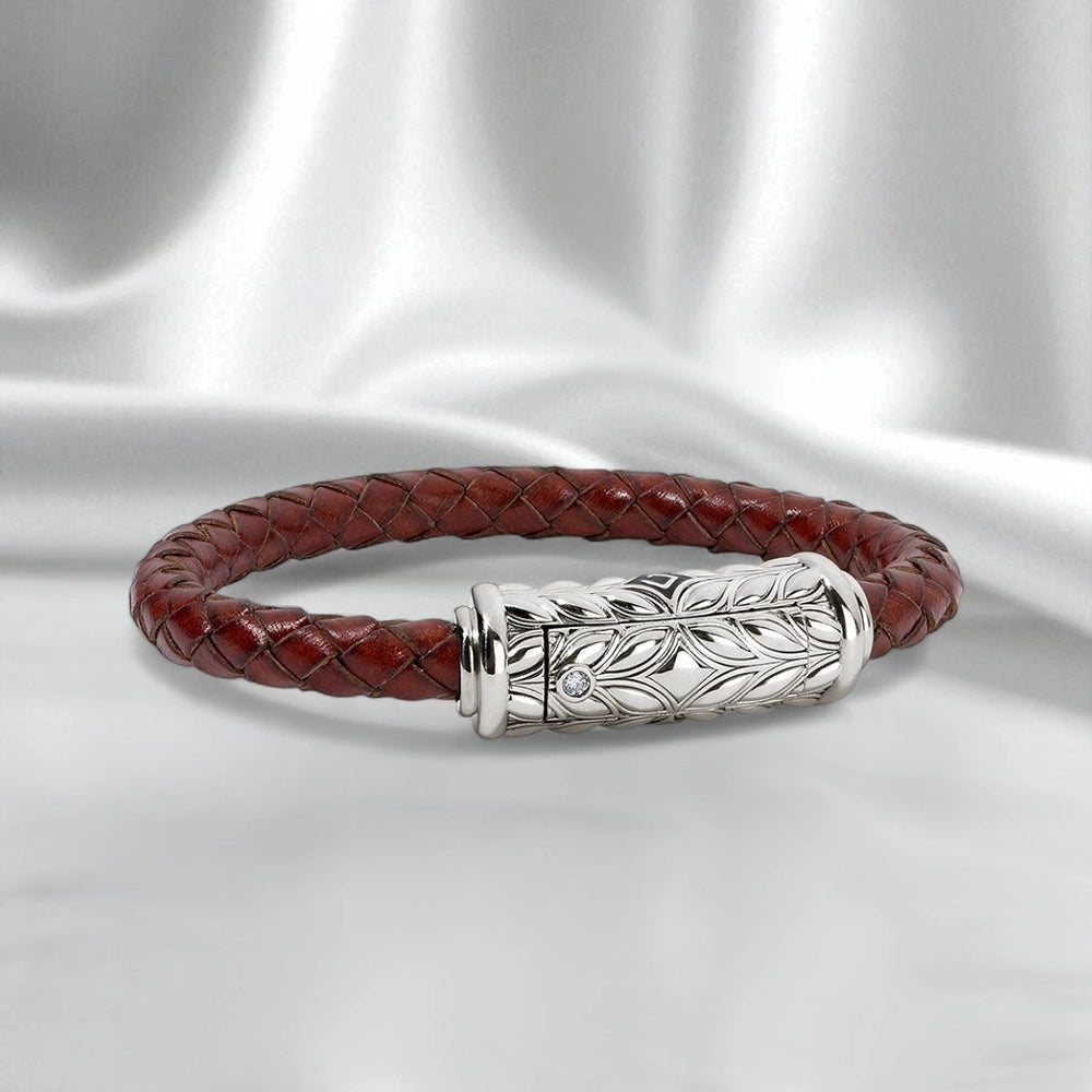 Persian Shield Women's Leather & Diamonds Bracelet - DaneilaLeon