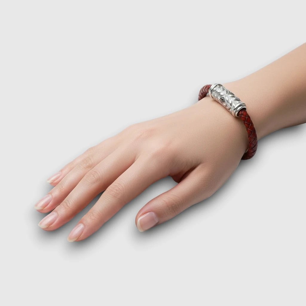 Persian Shield Women's Leather & Natural Diamonds Bracelet - DaneilaLeon