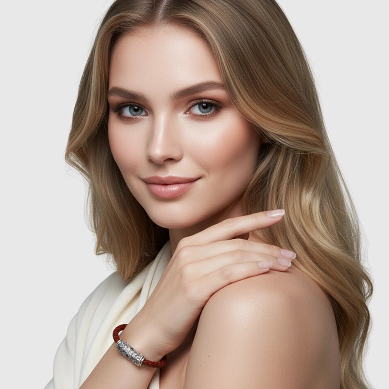 Persian Shield Women's Leather & Natural Diamonds Bracelet - DaneilaLeon