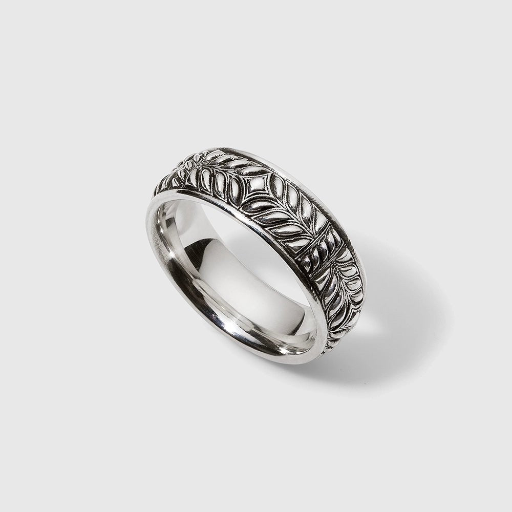 Persian Shield Unisex Silver Band - DaneilaLeon