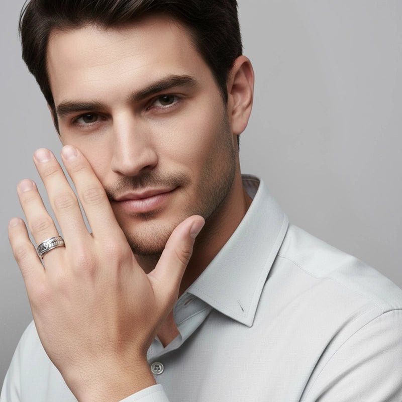 Persian Shield Unisex Silver Band - DaneilaLeon