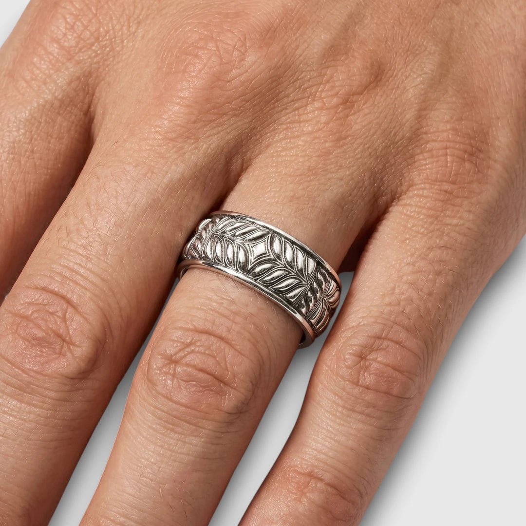 Persian Shield Men's Silver Band - DaneilaLeon