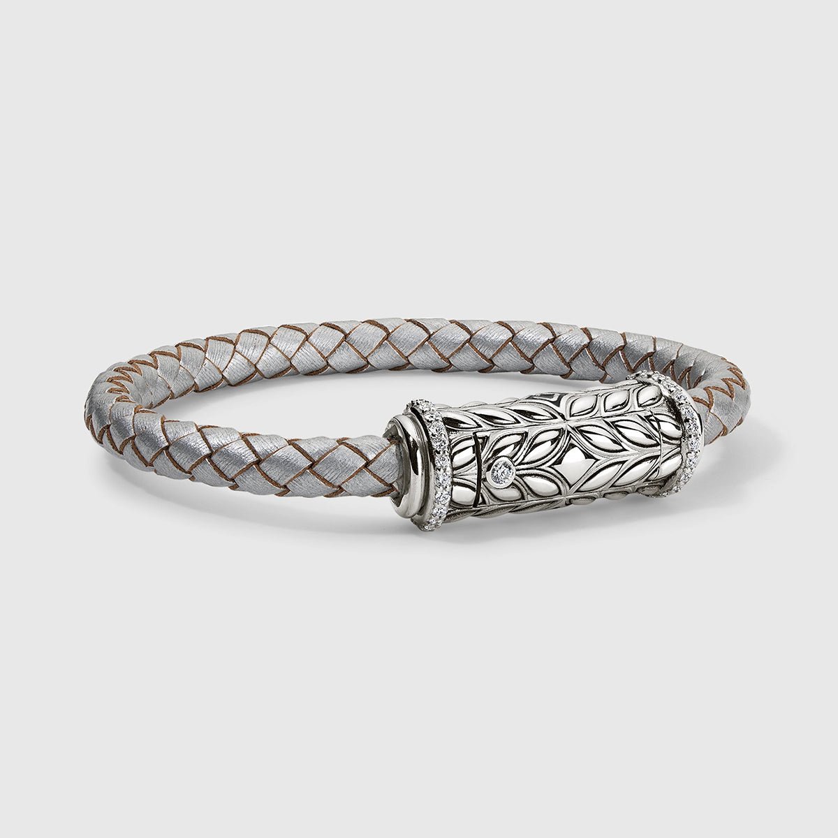 Persian Shield Twisted Leather Women’s Lab Diamond Clasp with Interchangeable Strap - DaneilaLeon