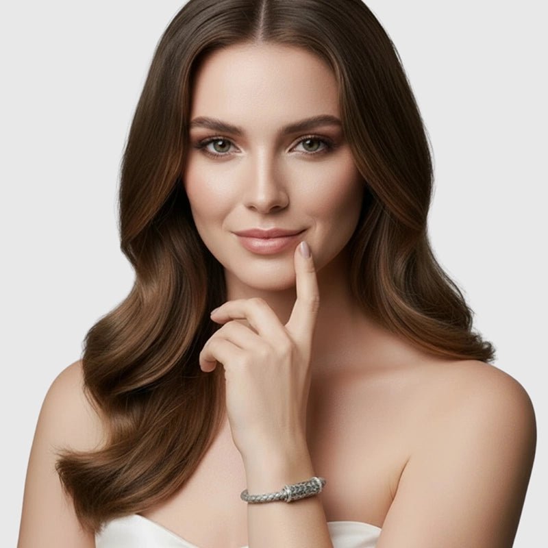 Persian Shield Twisted Leather Women’s Lab Diamond Clasp with Interchangeable Strap - DaneilaLeon