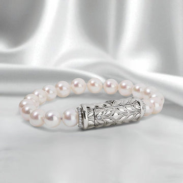 Persian Shield Women's Natural Diamonds & Pearl Strand Bracelet - DaneilaLeon