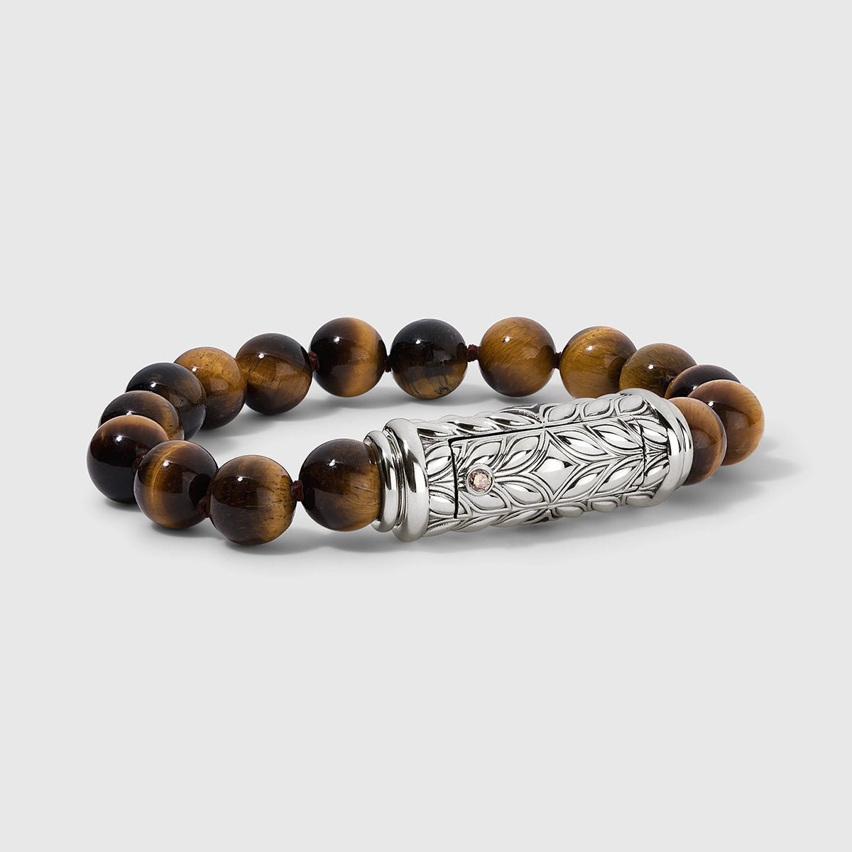 Persian Shield Yellow Tiger Eye & Natural Diamond Unisex Bracelet - DaneilaLeon