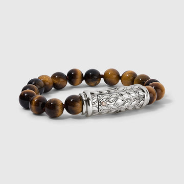 Persian Shield Yellow Tiger Eye & Natural Diamond Unisex Bracelet - DaneilaLeon