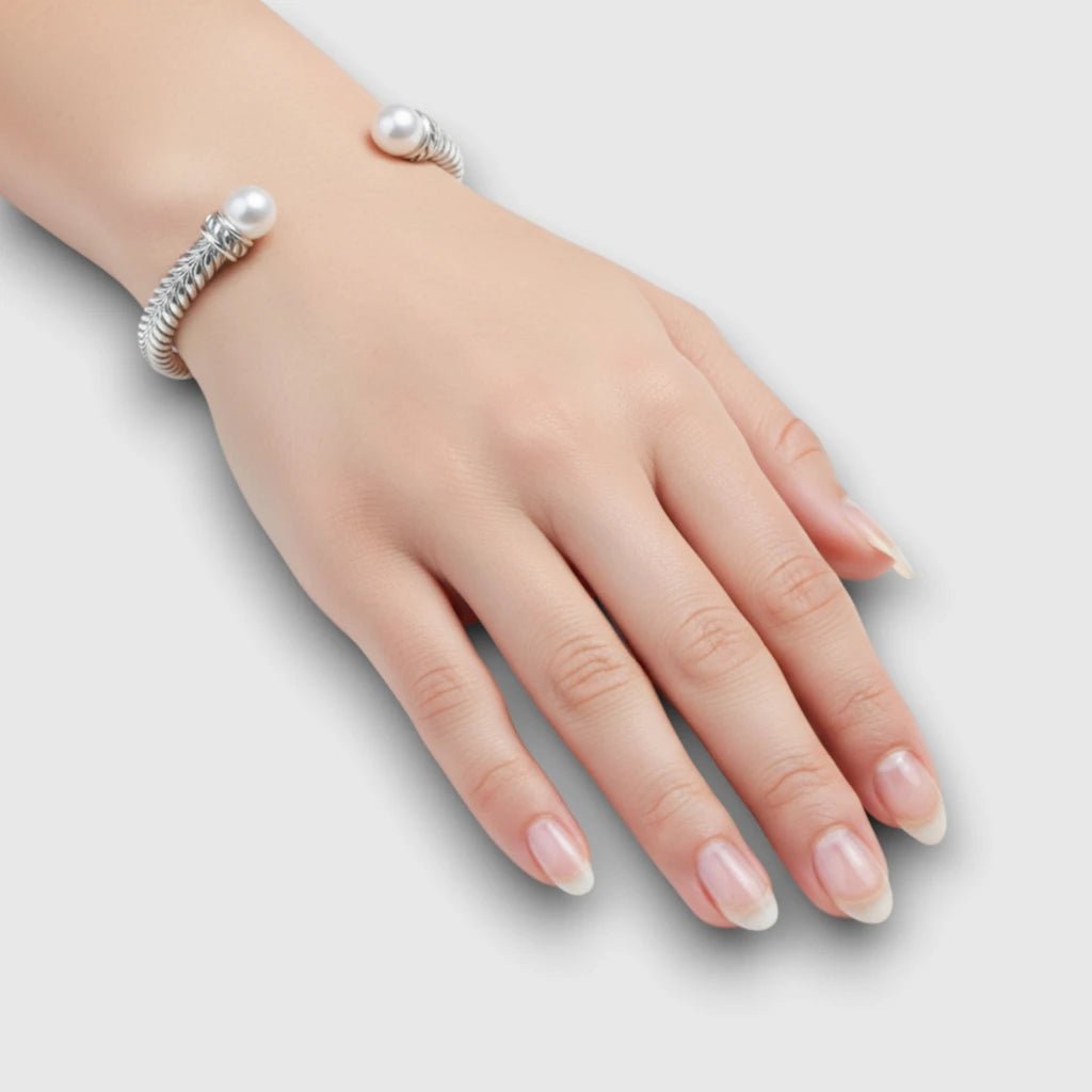 Persian Shield Unisex Cuff with Pearls & Ivory - Colored Enamel - DaneilaLeon