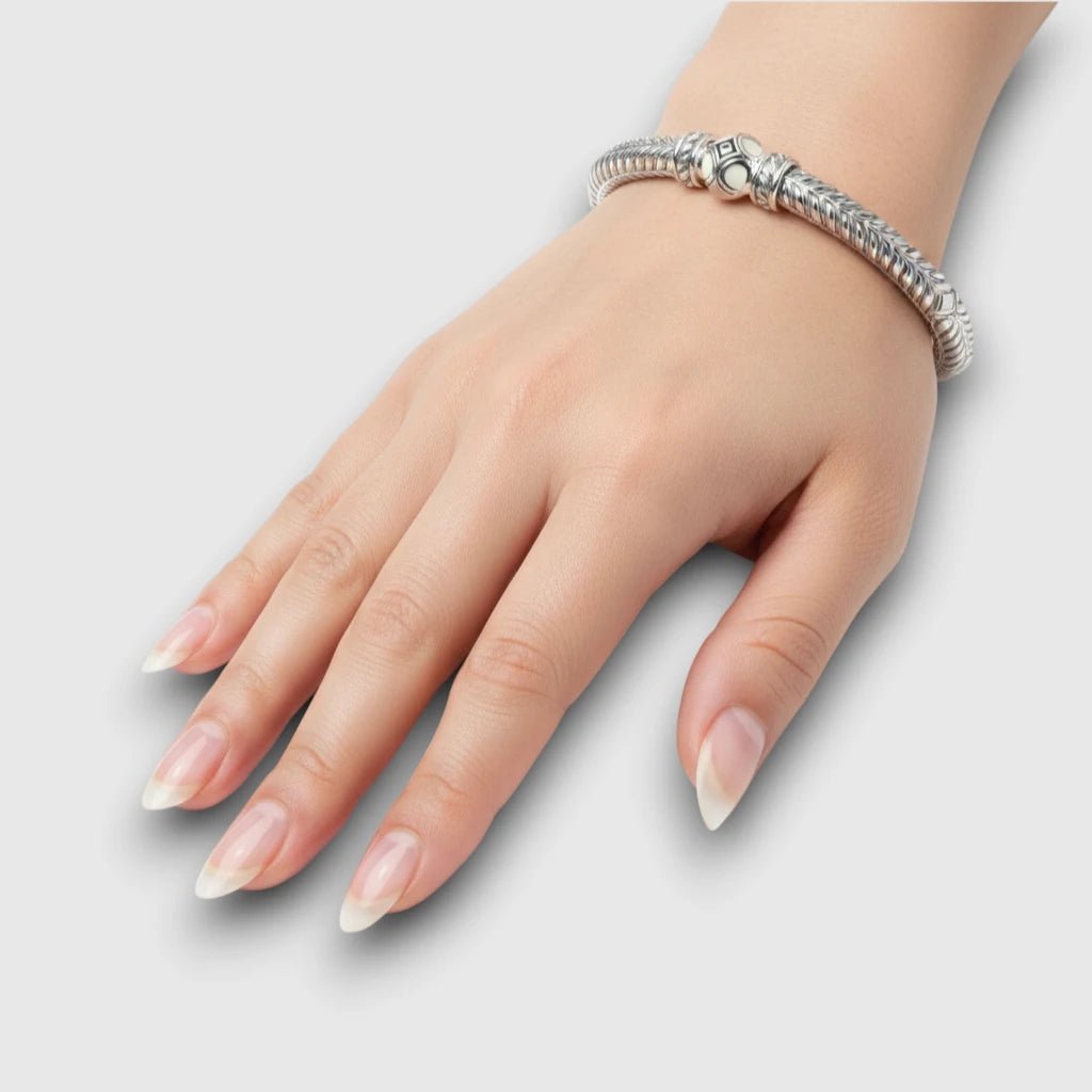 Persian Shield Unisex Cuff with Pearls & Ivory - Colored Enamel - DaneilaLeon