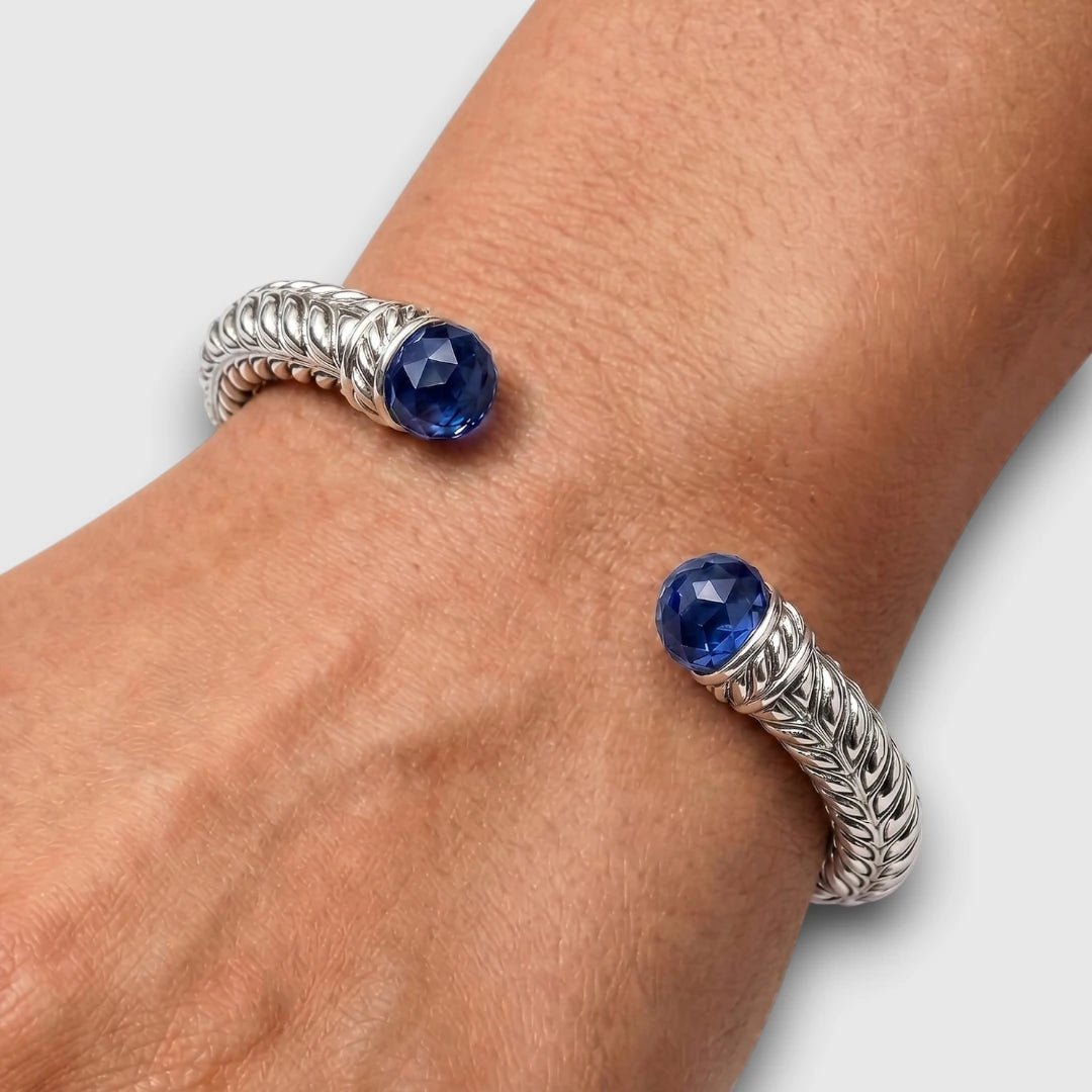 Persian Shield Women's Cuff With Blue Sapphires - DaneilaLeon