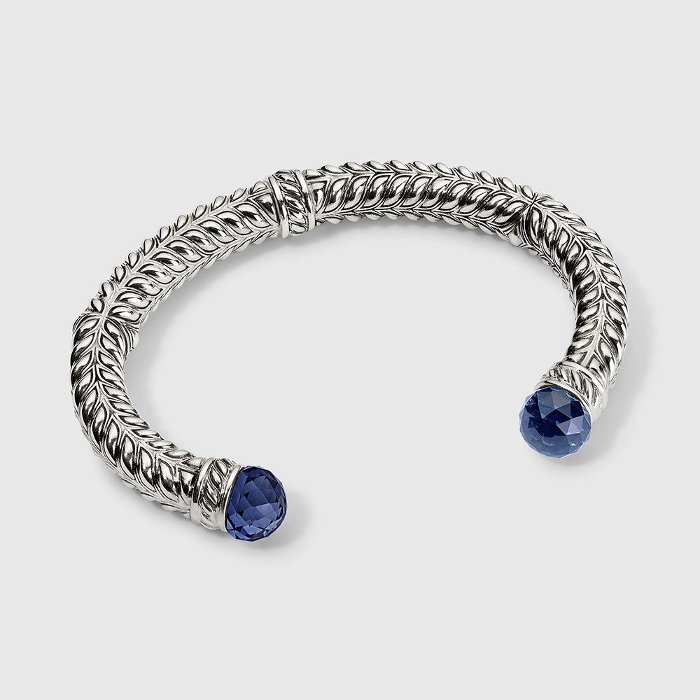 Persian Shield Unisex Cuff with Lab Blue Sapphire - DaneilaLeon
