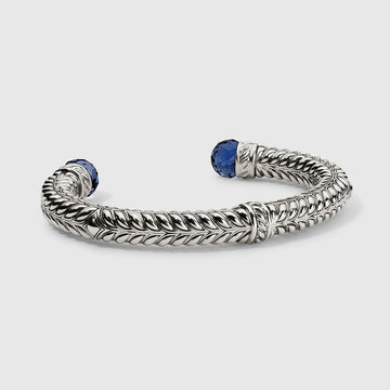 Persian Shield Unisex Cuff with Lab Blue Sapphire - DaneilaLeon