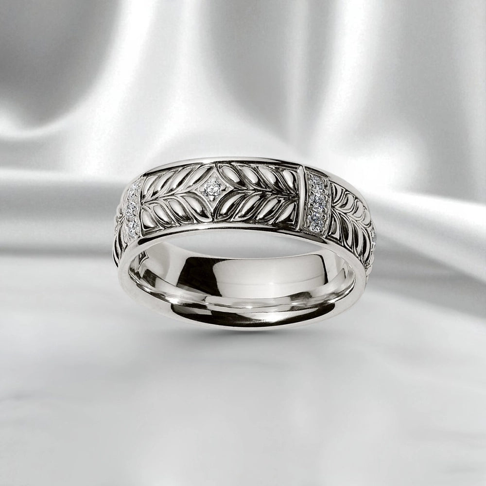 Persian Shield Women’s Silver Band with Diamonds - DaneilaLeon
