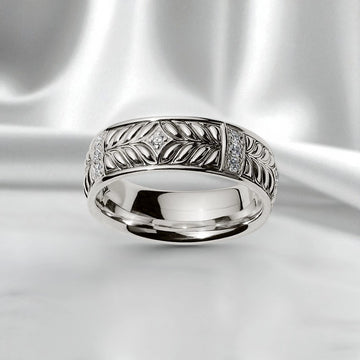 Persian Shield Women’s Silver Band with Diamonds - DaneilaLeon