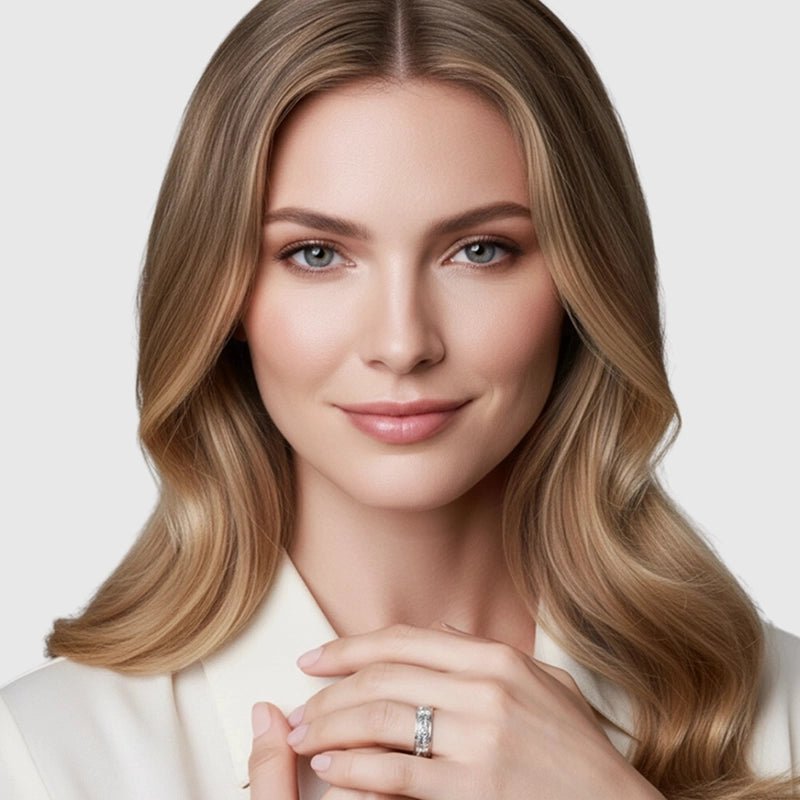 Persian Shield Unisex Silver Band with Lab Diamonds - DaneilaLeon