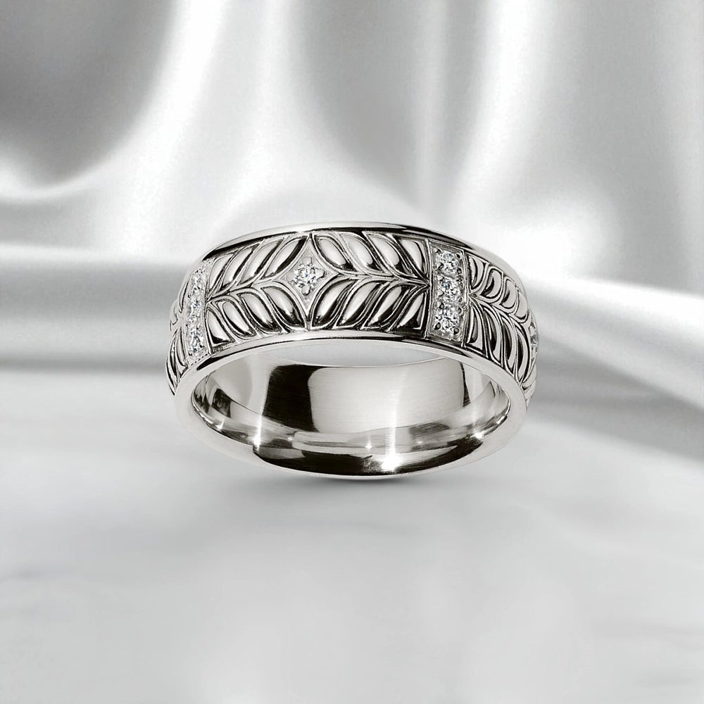 Persian Shield Men’s Silver Band with Diamonds - DaneilaLeon