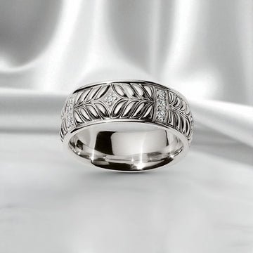 Persian Shield Men’s Silver Band with Diamonds - DaneilaLeon