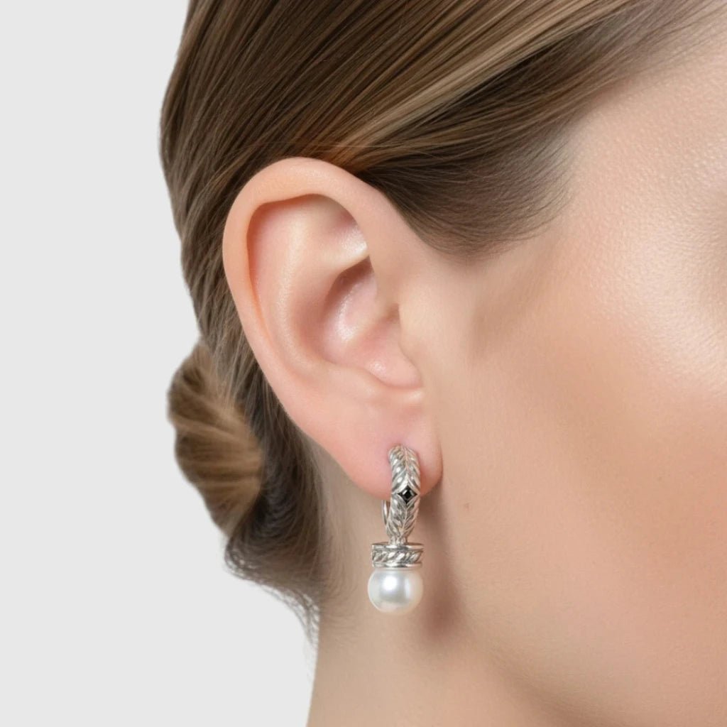 Persian Shield Women’s Silver Earrings with Freshwater Pearls - DaneilaLeon