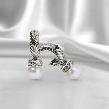 Persian Shield Women’s Silver Earrings with Freshwater Pearls - DaneilaLeon