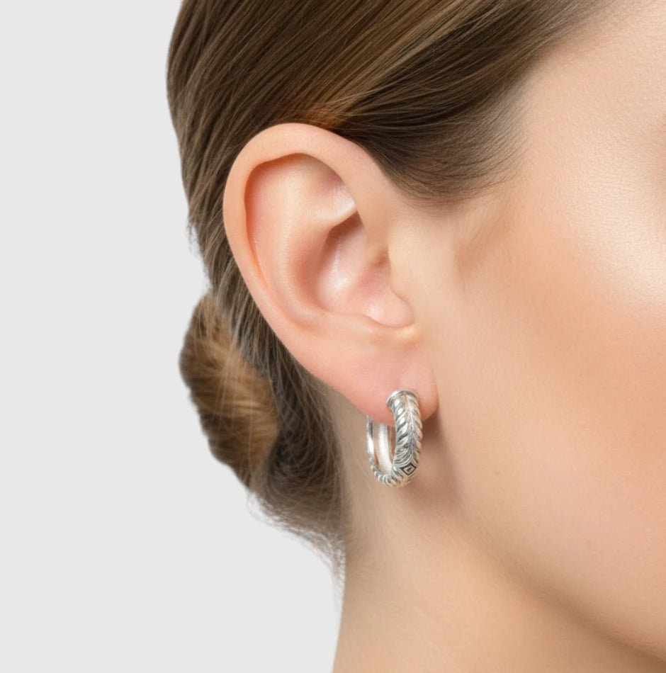 Persian Shield Sterling Silver Hoop Earrings - DaneilaLeon