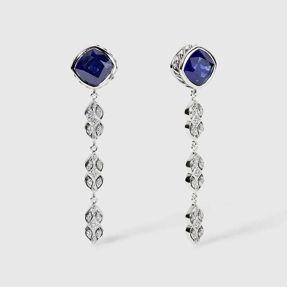 Persian Shield Sapphire & Diamond Chandelier Earrings - DaneilaLeon