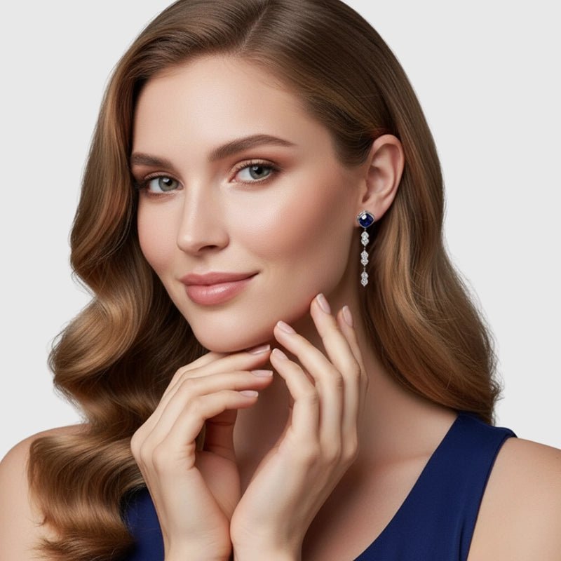 Persian Shield Sapphire & Diamond Chandelier Earrings - DaneilaLeon