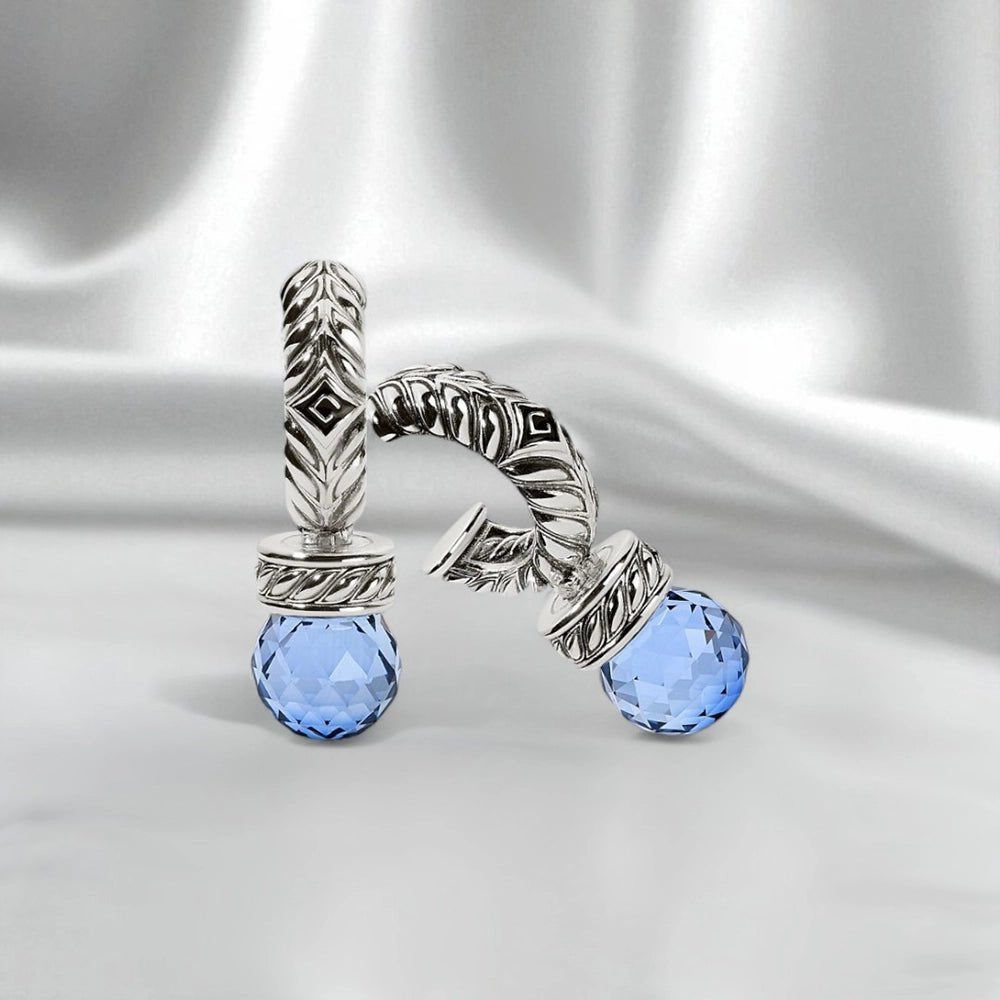 Persian Shield Silver Women's Earrings with Blue Sapphires - DaneilaLeon