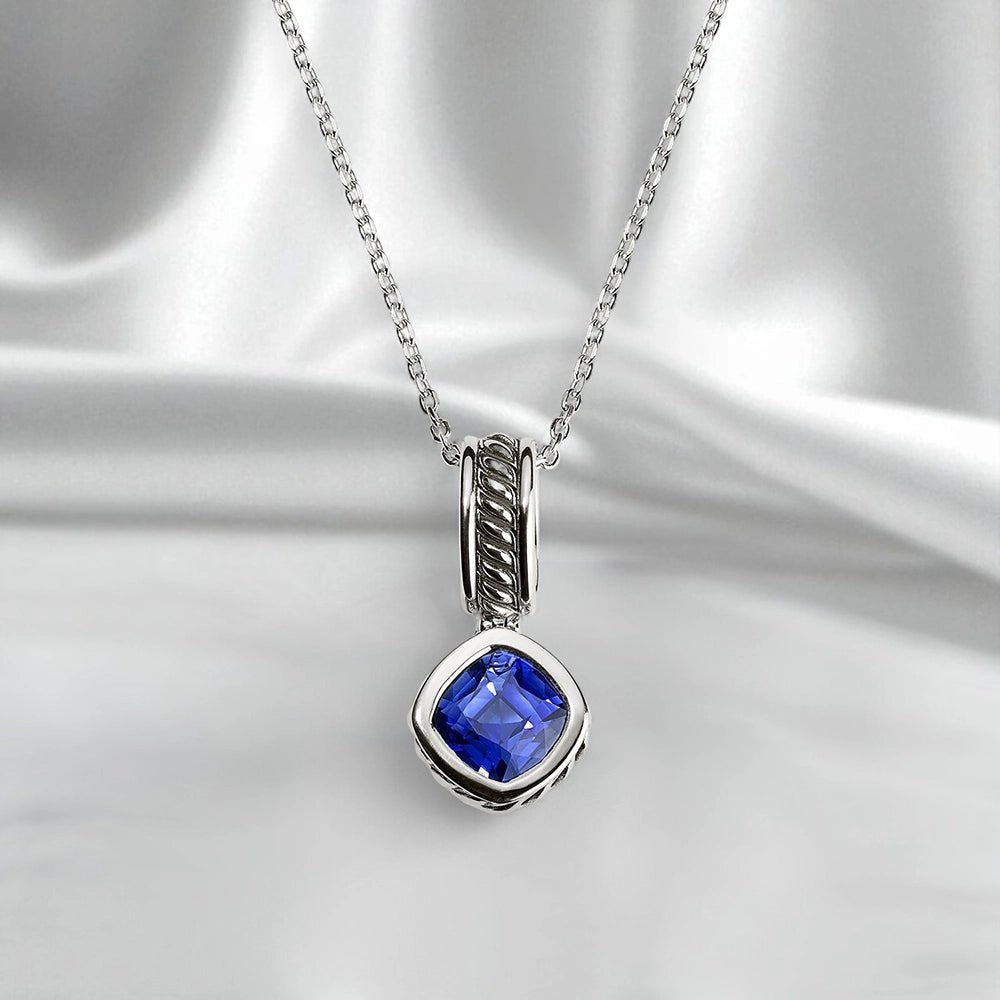 Persian Shield Cushion - Cut Blue Sapphire Women's Pendant - DaneilaLeon
