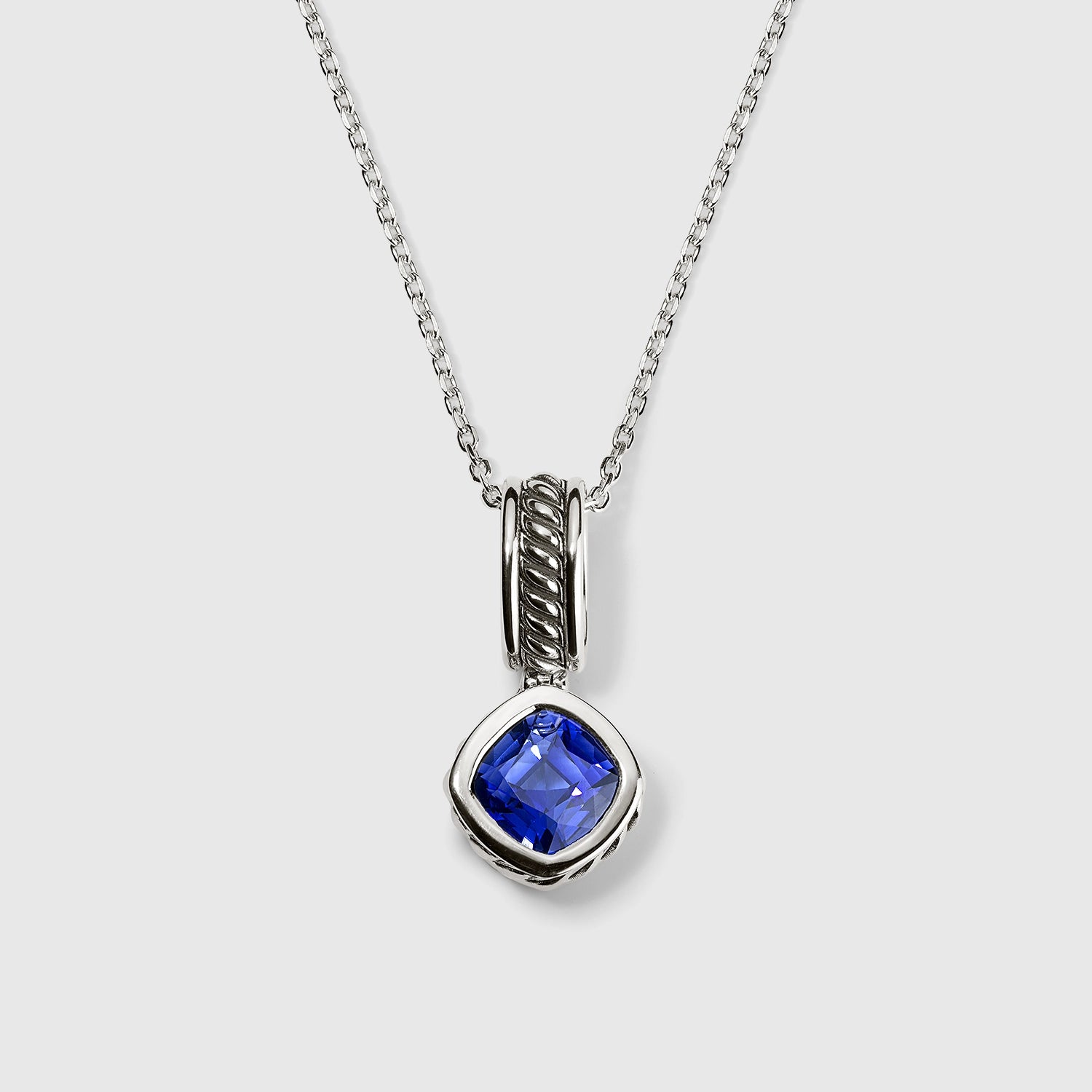 Persian Shield Cushion - Cut Blue Lab Sapphire Women's Pendant - DaneilaLeon