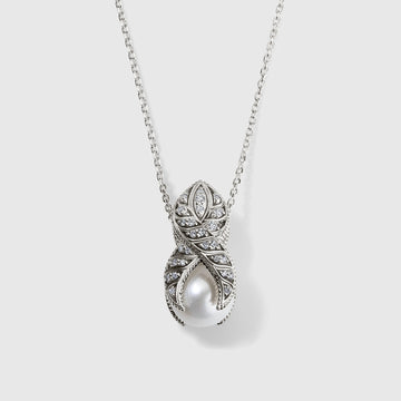 Persian Shield Pearl & Natural Sapphires & Lab Diamond Women's Pendant - DaneilaLeon