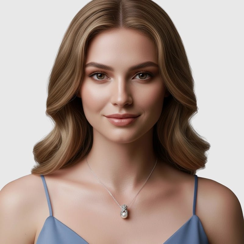 Persian Shield Pearl & Natural Sapphires & Lab Diamond Women's Pendant - DaneilaLeon