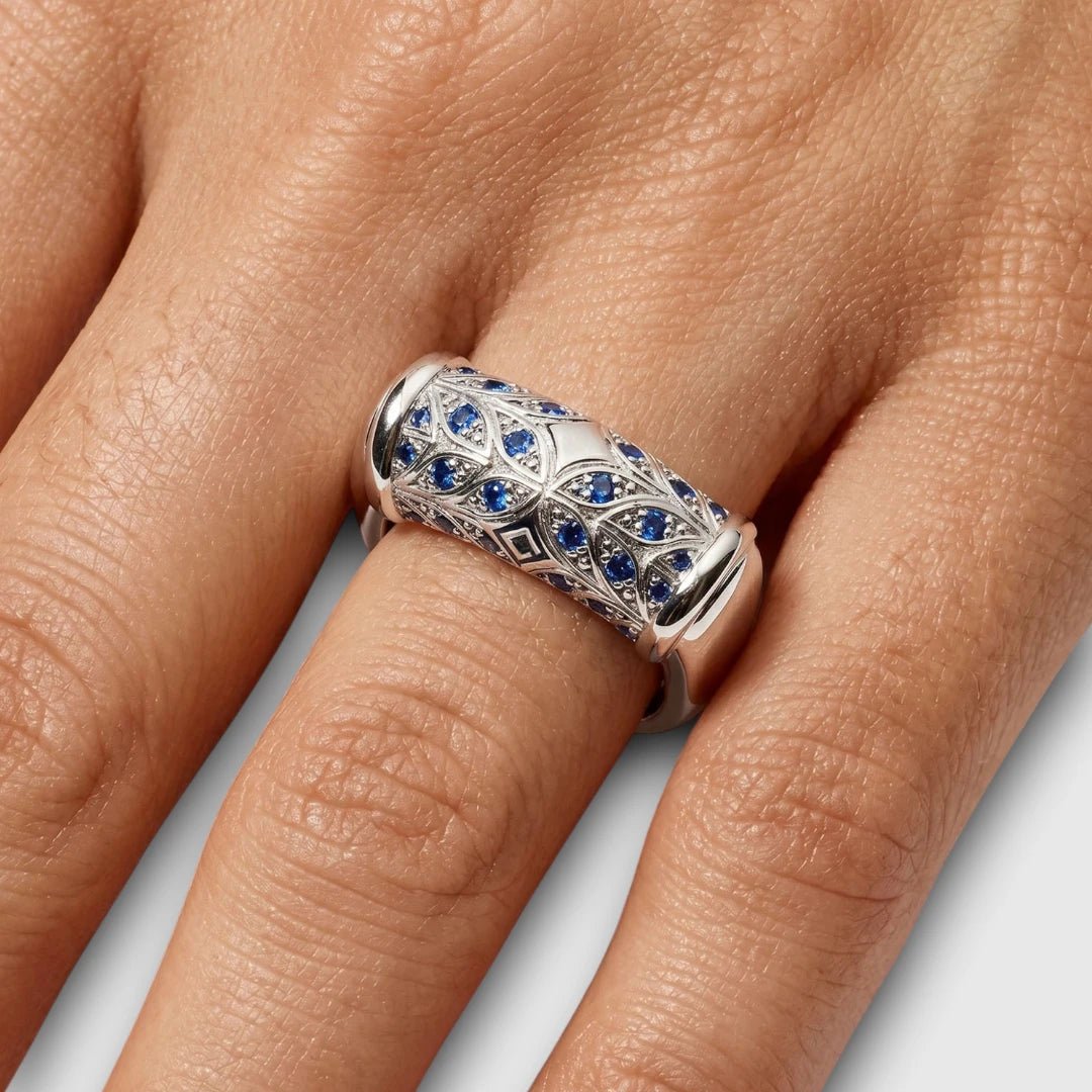 Persian Shield Unisex Ring with Natural Blue Sapphires - DaneilaLeon