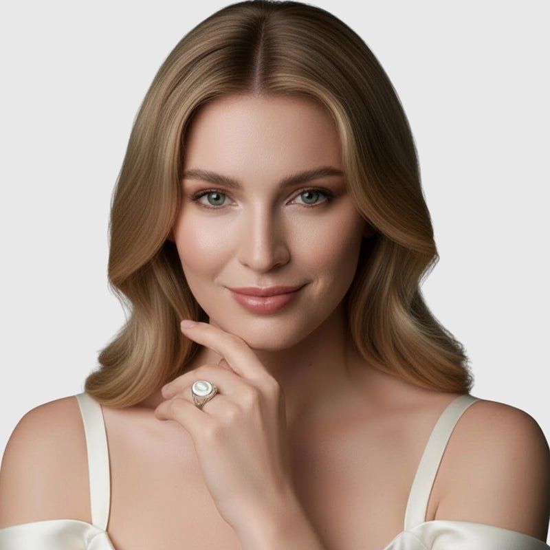 Persian Shield Unisex Signet Ring with Natural Diamonds & Ivory - Color Enamel - DaneilaLeon