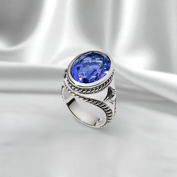Persian Shield Women’s Signet Ring with Blue Sapphire - DaneilaLeon