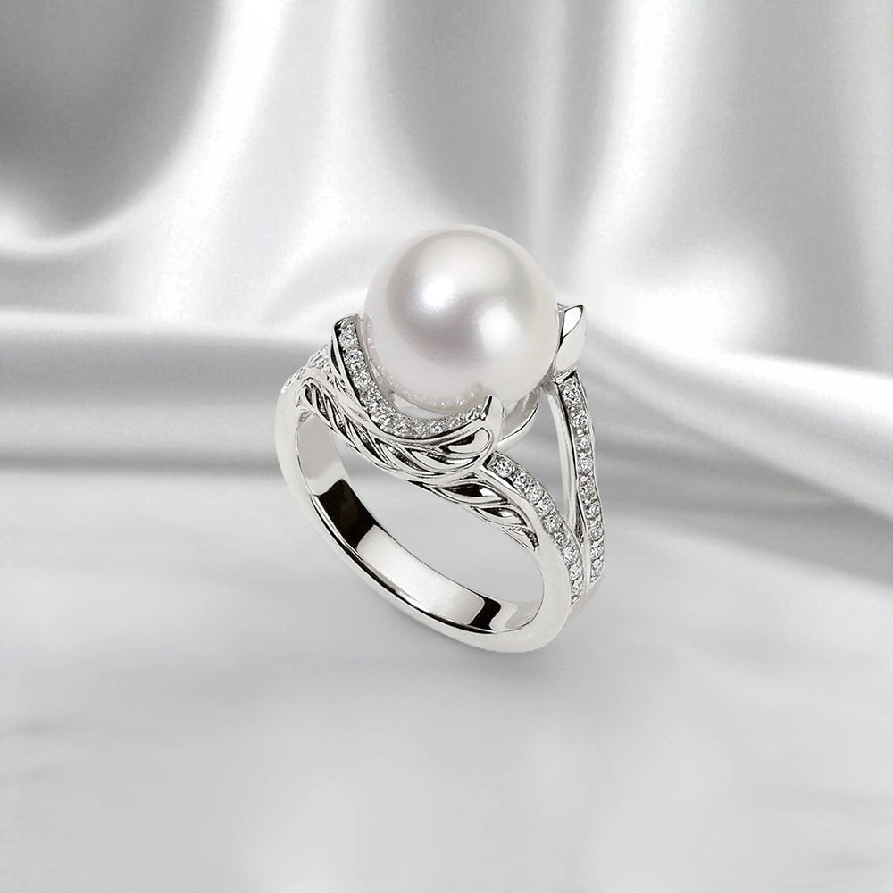 Persian Shield Women's Pearl & Diamonds Ring - DaneilaLeon