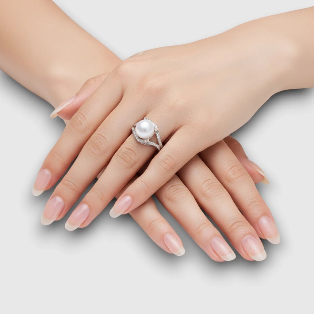 Persian Shield Women’s Pearl & Lab Diamond Ring - DaneilaLeon