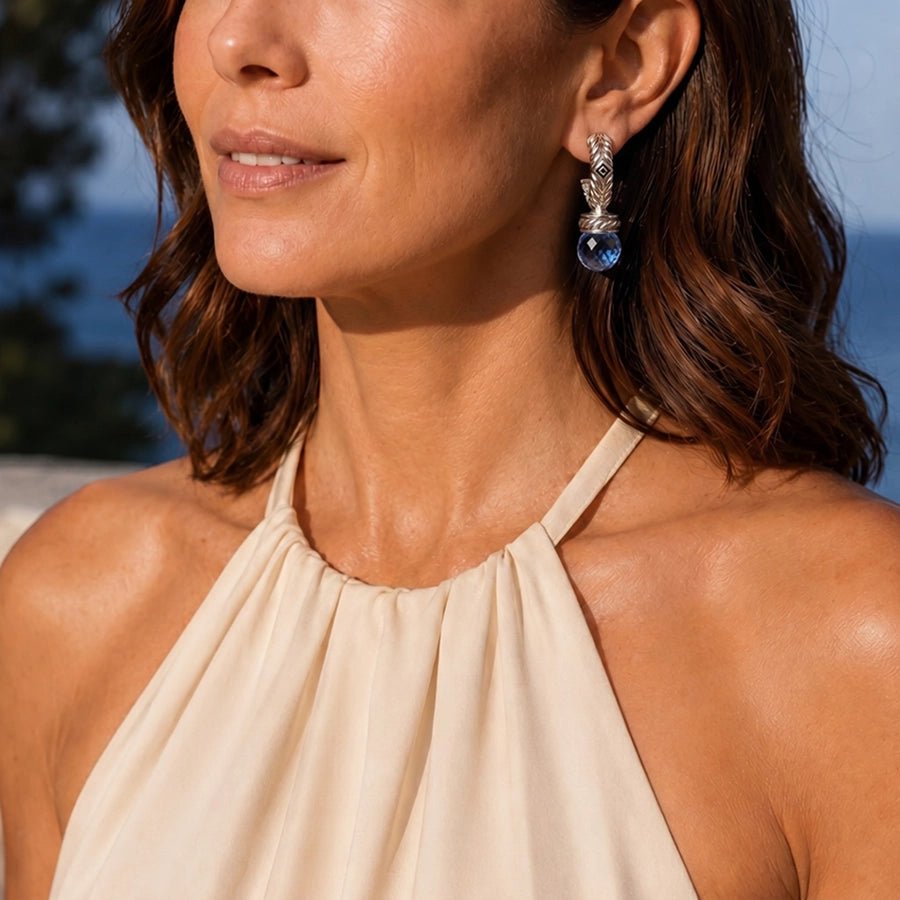 Persian Shield Silver - Blue Sapphires Earrings - DaneilaLeon