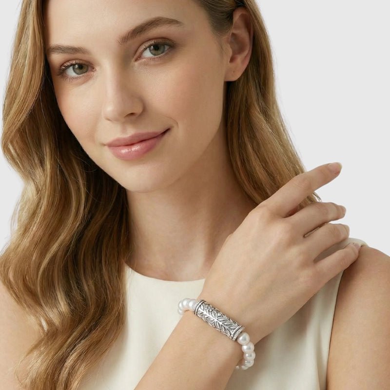 Persian Shield Women’s Natural Diamond & Pearl Strand Bracelet - DaneilaLeon