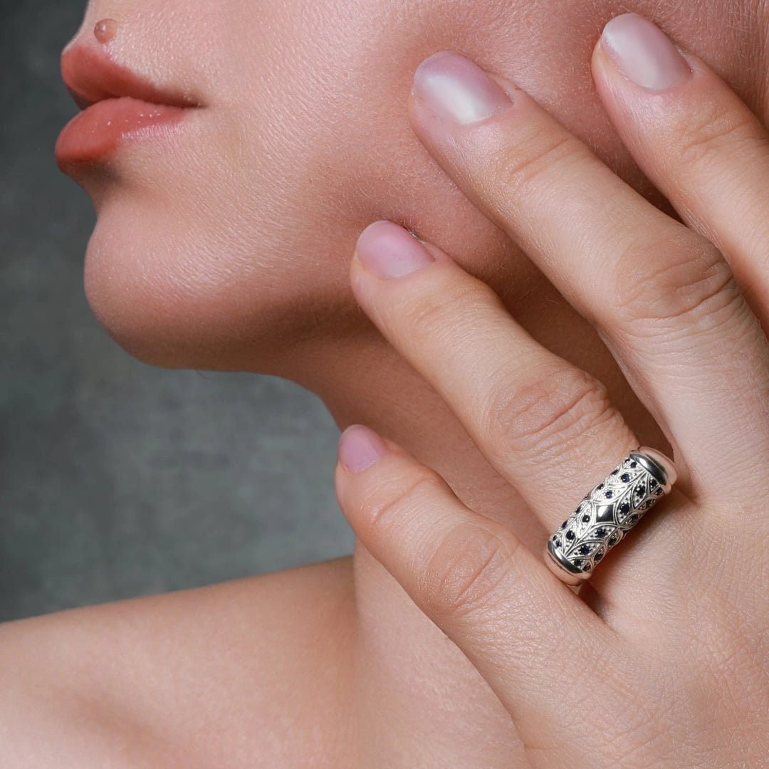 Persian Shield Women’s Ring with Natural Blue Sapphires - DaneilaLeon