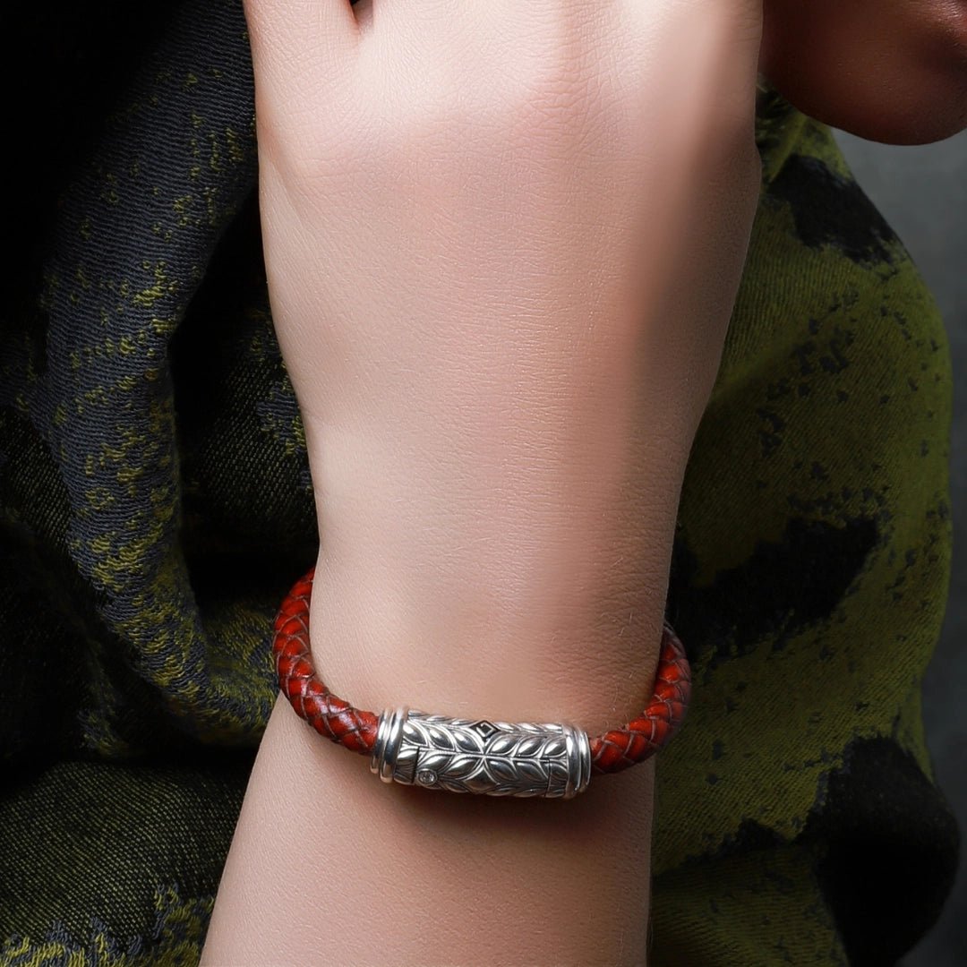 Persian Shield Women's Leather & Diamonds Bracelet - DaneilaLeon
