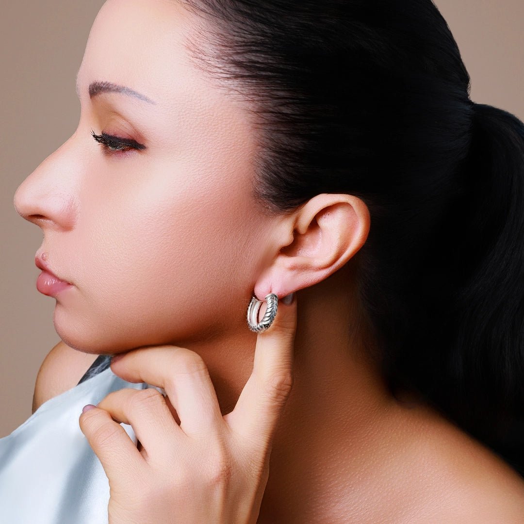 Persian Shield Sterling Silver Hoop Earrings - DaneilaLeon