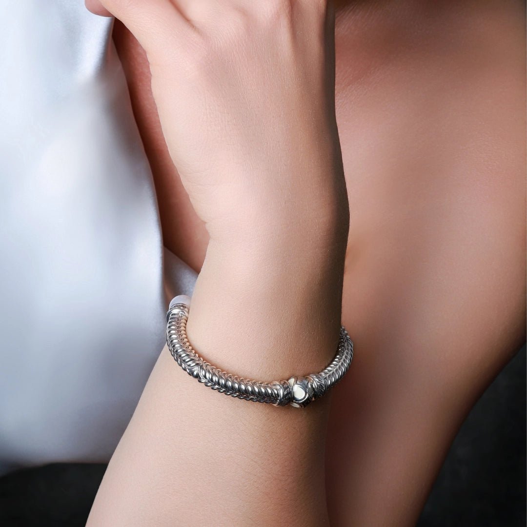 Persian Shield Women's Cuff with Pearls & Ivory - Colored Enamel - DaneilaLeon